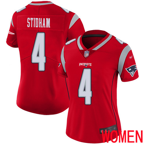 New England Patriots Limited Red Women #4 Jarrett Stidham NFL Jersey Inverted Legend